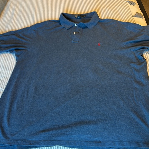 Mens Polo Ralph Lauren 3XLT Short-Sleeve 100% Cotton Mesh Heather Blue - Picture 2 of 6